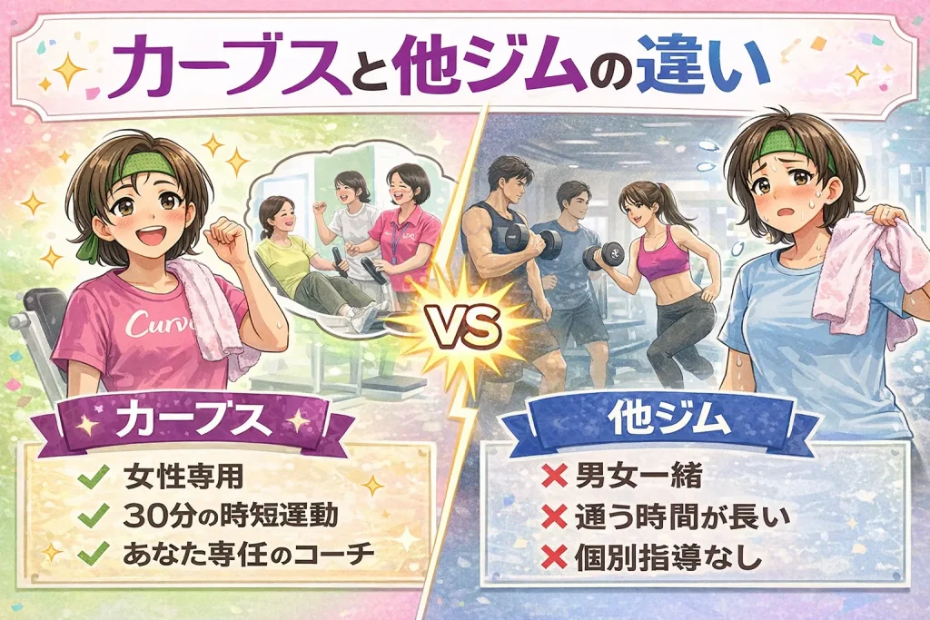 カーブスと他ジムの違い｜50代が選ぶべき理由