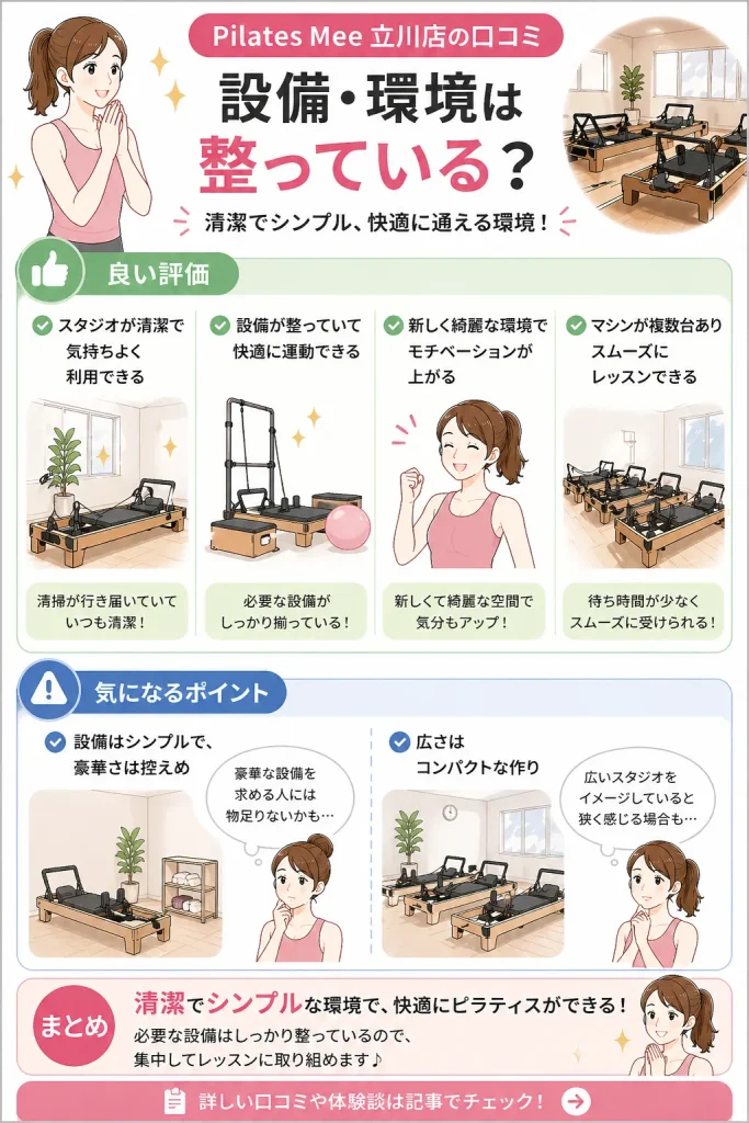 Pilates Mee 立川店の環境の口コミ・レビュー