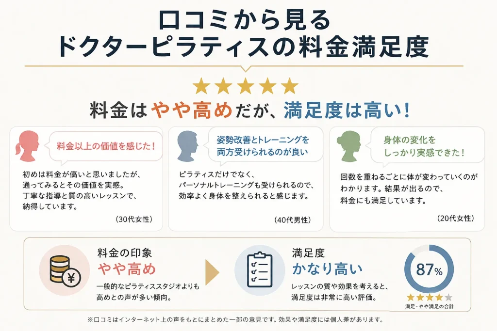 口コミから見るドクターピラティスの料金満足度
